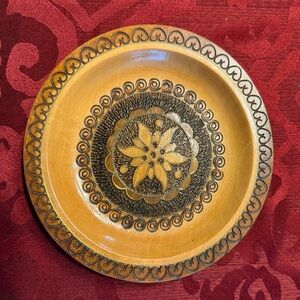 Vintage Polish Carved Wooden Plate